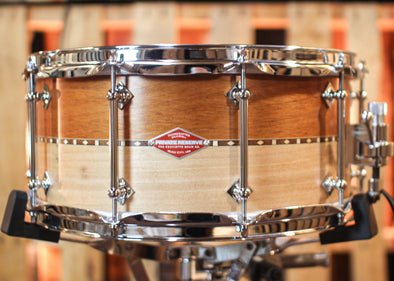 Craviotto 6.5x14 Private Reserve Stacked Mahogany Sycamore w/ Walnut Inlay Snare Drum