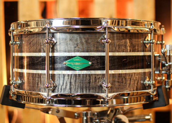 Craviotto 6.5x14 20th Anniversary Q1 Stacked Curly/Maple/Curly Lacquer w/ MOP Inlays Snare Drum