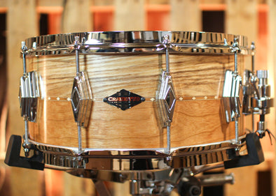 Craviotto 6.5x14 Builder's Choice 10-Lug Stacked Ash/Cherry Satin Oil w/ Cherry Inlay Snare Drum