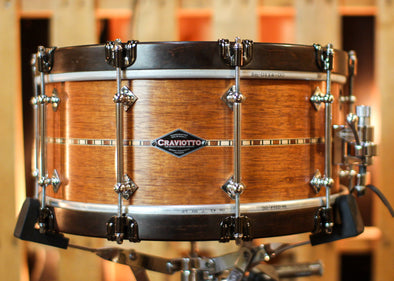 Craviotto 6.5x14 Custom Shop 10-Lug Mahogany Satin Oil Wood Hoops Snare Drum