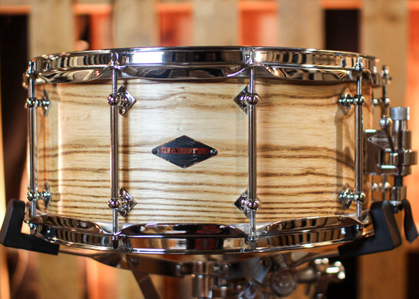 Craviotto 6.5x14 Custom Shop 10-Lug Light Burned Ash Satin Oil Snare Drum