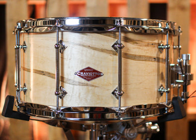 Craviotto 7x14 Private Reserve 10-Lug Wormy Ambrosia Satin Oil Snare Drum