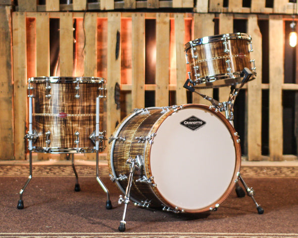 Craviotto Private Reserve Curly Maple Burned Satin Oil Drum Set - 18,12,14
