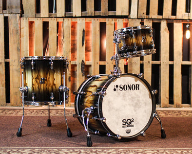 Sonor SQ2 Vintage Beech Black Burst over African Marble High Gloss Drum Set - 18x14, 12x8, 14x14