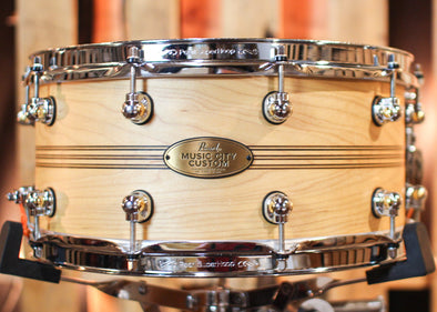 Pearl 14x6.5 Music City Custom Solid Maple Boxwood-Rose TriBand Inlay Snare Drum