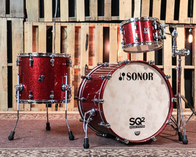 Sonor SQ2 Vintage Maple Red Sparkle High Gloss Drum Set - 22x16, 12x8, 16x14